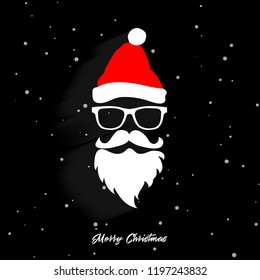 Head of Santa Claus on a black background. Christmas Santa