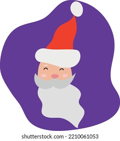 Head of Santa Claus on a purple background. Card. Vector. Flat style.