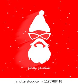 Head of Santa Claus on a red background. Christmas Santa