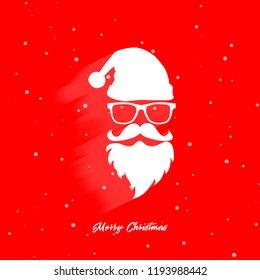 Head of Santa Claus on a red background. Christmas Santa