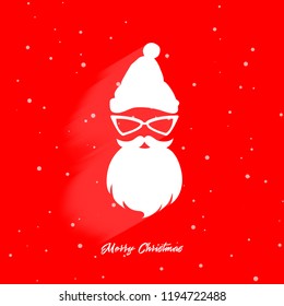 Head of Santa Claus on a red background. Christmas Santa