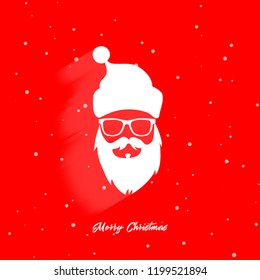 Head of Santa Claus on a red background. Christmas Santa