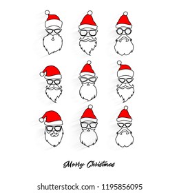 Head of Santa Claus on a white background. Christmas Santa