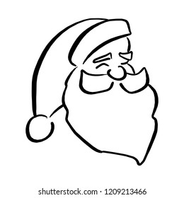head of santa claus vector illustration sketch doodle hand drawn with black lines isolated on white background