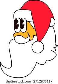 Cabeça Santa Com Texto. Adesivo de Ano Novo ou cartão de presente no estilo antigo de 2000. Cartoon Y2K adesivo retro no fundo branco