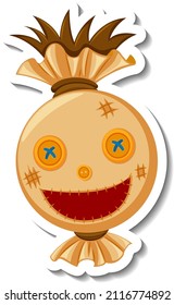 Head of scarecrow with happy face illustration