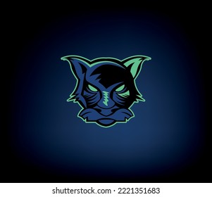 The head of a scary Panther. Beautiful logo for sports teams.