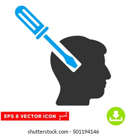 Head Screwdriver Tuning EPS vector icon. Illustration style is flat iconic bicolor blue and gray symbol on white background.