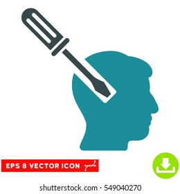 Head Screwdriver Tuning EPS vector pictograph. Illustration style is flat iconic bicolor soft blue symbol on white background.