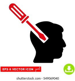 Head Screwdriver Tuning EPS vector icon. Illustration style is flat iconic bicolor intensive red and black symbol on white background.