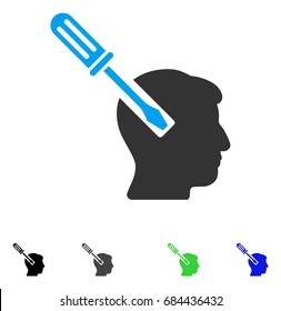 Head Screwdriver Tuning flat vector pictogram. Colored head screwdriver tuning gray, black, blue, green icon versions. Flat icons on a white background.