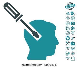 Head Screwdriver Tuning icon with bonus uav tools design elements. Vector illustration style is flat iconic symbols on white background.