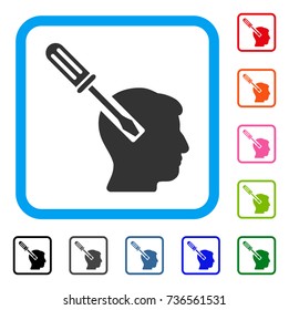 Head Screwdriver Tuning icon. Flat grey pictogram symbol in a light blue rounded frame. Black, gray, green, blue, red, orange color variants of Head Screwdriver Tuning vector.