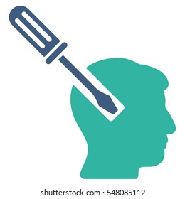 Head Screwdriver Tuning vector icon. Style is flat graphic bicolor symbol, cobalt and cyan colors, white background.