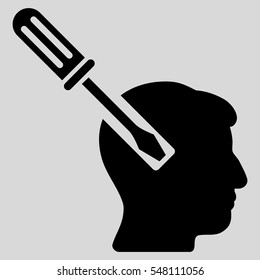Head Screwdriver Tuning vector icon. Style is flat graphic symbol, black color, light gray background.