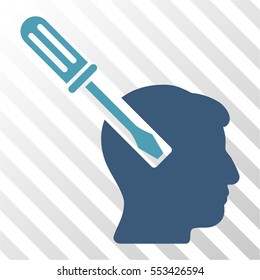 Head Screwdriver Tuning vector icon. Illustration style is flat iconic bicolor cyan and blue symbol on a hatched transparent background.