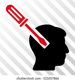 Head Screwdriver Tuning vector pictograph. Illustration style is flat iconic bicolor intensive red and black symbol on a hatch transparent background.