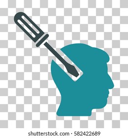 Head Screwdriver Tuning vector pictograph. Illustration style is a flat iconic bicolor soft blue symbol on a transparent background.