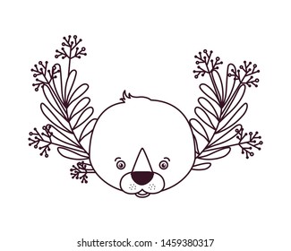 head of seal with branch and leaves of background