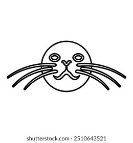 Head of seal contour outline line icon black color vector illustration image thin flat style