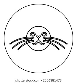 Head of seal icon in circle round black color vector illustration image outline contour line thin style