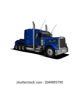 head semi truck vector side view