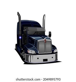 head semi truck vector side view