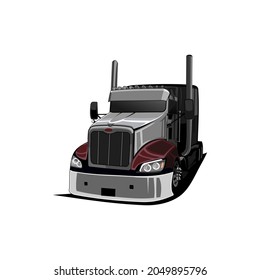 head semi truck vector side view