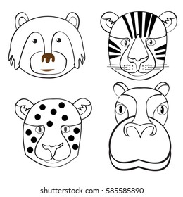 Head Set Animal Blackandwhite Cartoon Doodle Stock Vector (Royalty Free ...