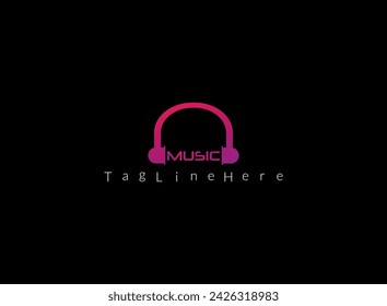 Icono de cabeza con icono de música Plantilla de logotipo Ilustración vectorial