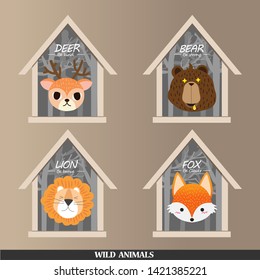head of set wild animals 