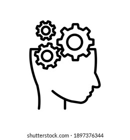 Head with setting line icon. management symbol, business. simple design editable. Design template vector