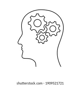 head and settings icon. head with cogwheel vector