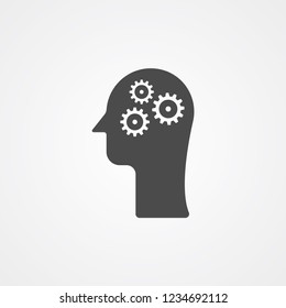 Head with settings vector icon sign symbol
