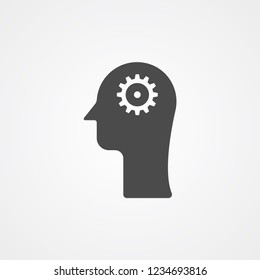 Head with settings vector icon sign symbol