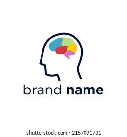 Head shape logo design colorful brain shape. A brain head illustration vector.