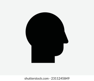 Head Shape Silhouette Icon Person Man Face Profile Portrait Human Male Boy Side View Sign Symbol Black Artwork Graphic Illustration Clipart EPS Vector