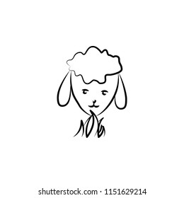 head of a sheep icon in sketch style. Element of sheep for mobile concept and web apps illustration. Sketch icon for website design and development, app development