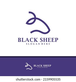 Head Sheep logo design vector, Creative Sheep logo concepts template illustration.