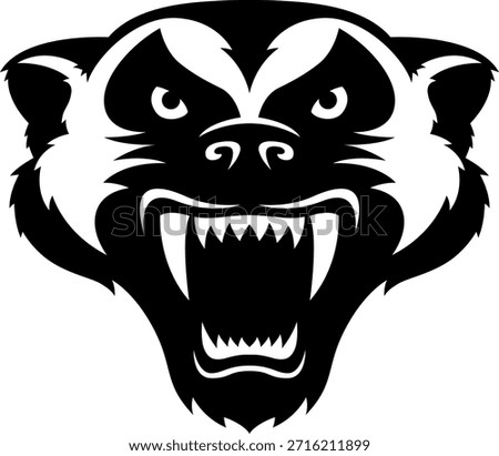 Head shot of an aggressive Wolverine suitable for logos and emblems. Nice for  sports, gaming and outdoor related use. High precision Vector EPS by a Pro.