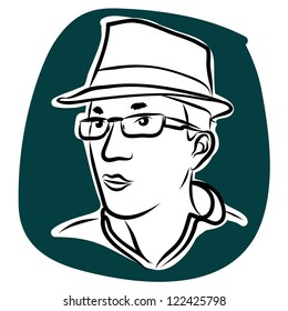 Head shot man : sketchbook vector