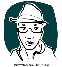 Head shot man : sketchbook vector