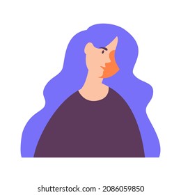 Head shot portrait woman trendy flat style. Portrait or avatar teenage girl