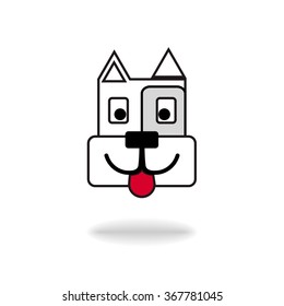 Head shot set dog flat design vector