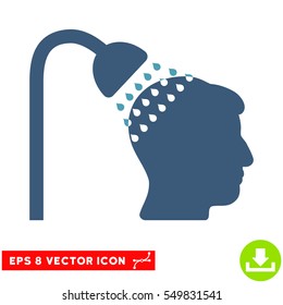 Head Shower EPS vector pictograph. Illustration style is flat iconic bicolor cyan and blue symbol on white background.