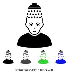 Head Shower flat vector pictograph. Colored head shower gray, black, blue, green icon variants. Flat icon style for graphic design.