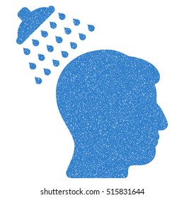 Head Shower grainy textured icon for overlay watermark stamps. Flat symbol with scratched texture. Dotted vector cobalt ink rubber seal stamp with grunge design on a white background.