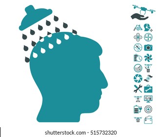 Head Shower icon with bonus uav tools icon set. Vector illustration style is flat iconic symbols on white background.