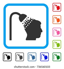 Head Shower icon. Flat grey pictogram symbol in a light blue rounded squared frame. Black, gray, green, blue, red, orange color variants of Head Shower vector.