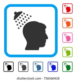 Head Shower icon. Flat grey pictogram symbol in a light blue rounded rectangular frame. Black, gray, green, blue, red, orange color versions of Head Shower vector. Designed for web and app UI.